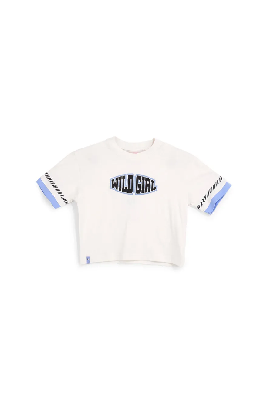 Weißes T-Shirt mit Wild Girl Pitt Kinderaufdruck PT-G-T-9042