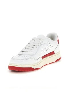 Weißes und rotes Leder perforierte Zehe Turnschuhe U.power U1003RM