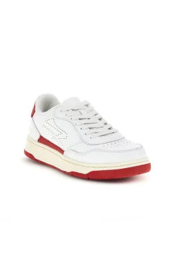 Weißes und rotes Leder perforierte Zehe Turnschuhe U.power U1003RM