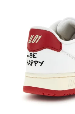 Weißes und rotes Leder perforierte Zehe Turnschuhe U.power U1003RM