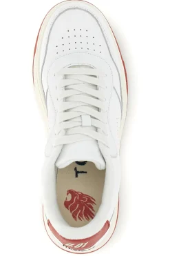 Weißes und rotes Leder perforierte Zehe Turnschuhe U.power U1003RM