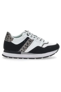 Weiße/schwarze Lunar-Sneaker mit Baumwollgürtel