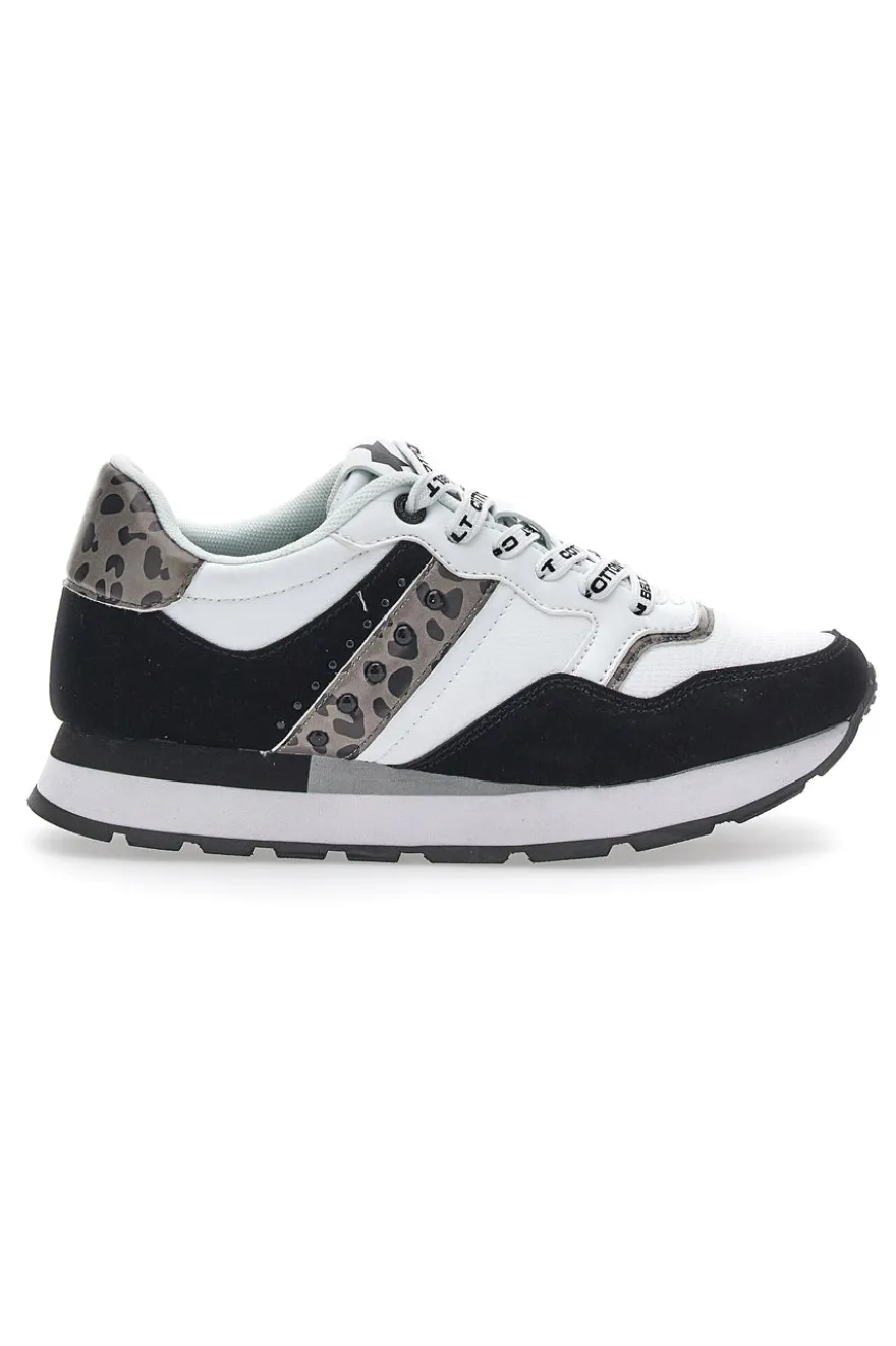 Weiße/schwarze Lunar-Sneaker mit Baumwollgürtel