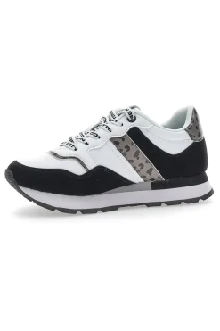 Weiße/schwarze Lunar-Sneaker mit Baumwollgürtel