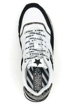 Weiße/schwarze Lunar-Sneaker mit Baumwollgürtel