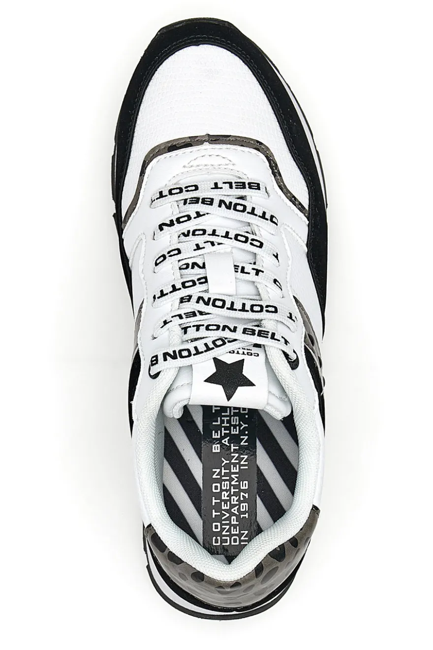 Weiße/schwarze Lunar-Sneaker mit Baumwollgürtel