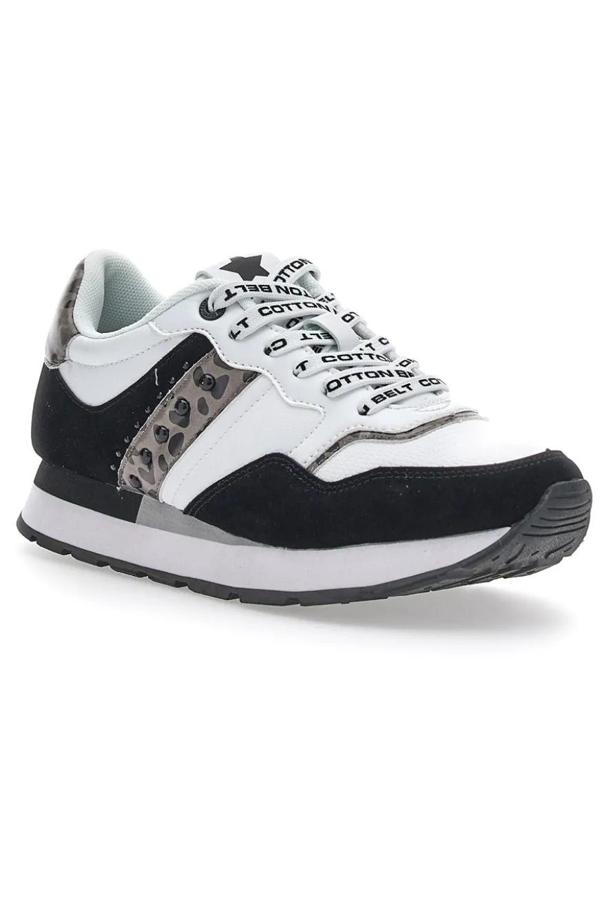 Weiße/schwarze Lunar-Sneaker mit Baumwollgürtel