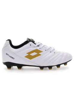 Weiß-goldene Lotto Stadio 705 Fg Jr. Fußballschuhe