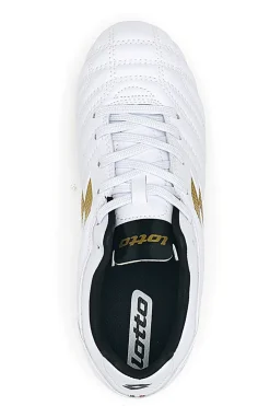 Weiß-goldene Lotto Stadio 705 Fg Jr. Fußballschuhe