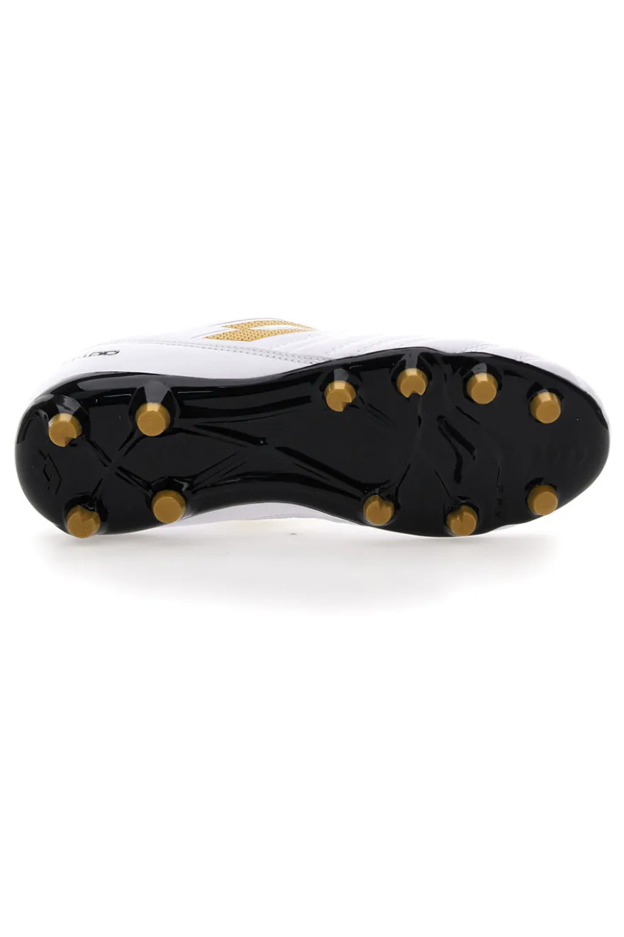 Weiß-goldene Lotto Stadio 705 Fg Jr. Fußballschuhe