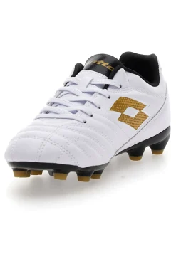 Weiß-goldene Lotto Stadio 705 Fg Jr. Fußballschuhe