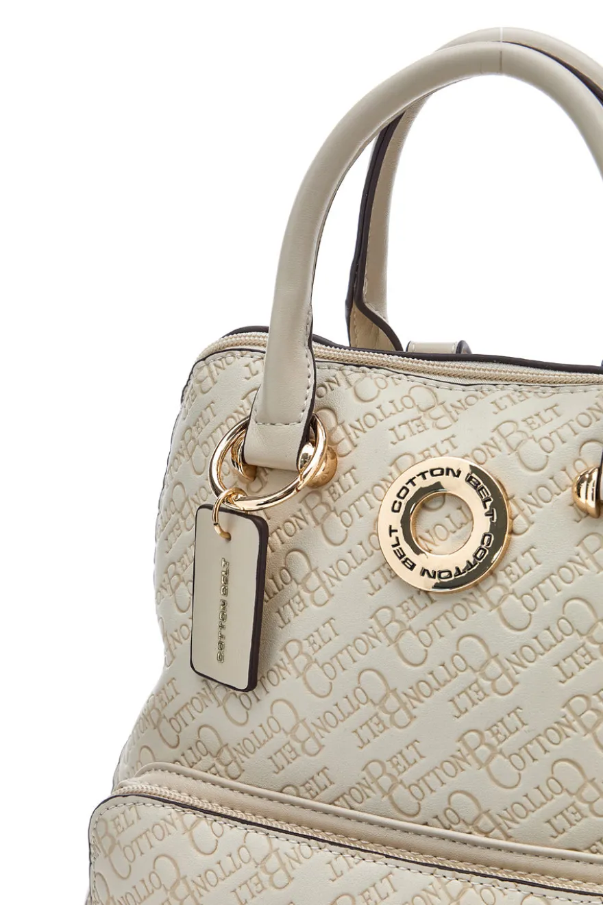 Zaino beige con stampa monogram e doppio manico Cotton Belt K19012B011