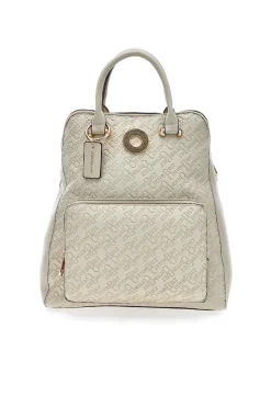 Zaino beige con stampa monogram e doppio manico Cotton Belt K19012B011