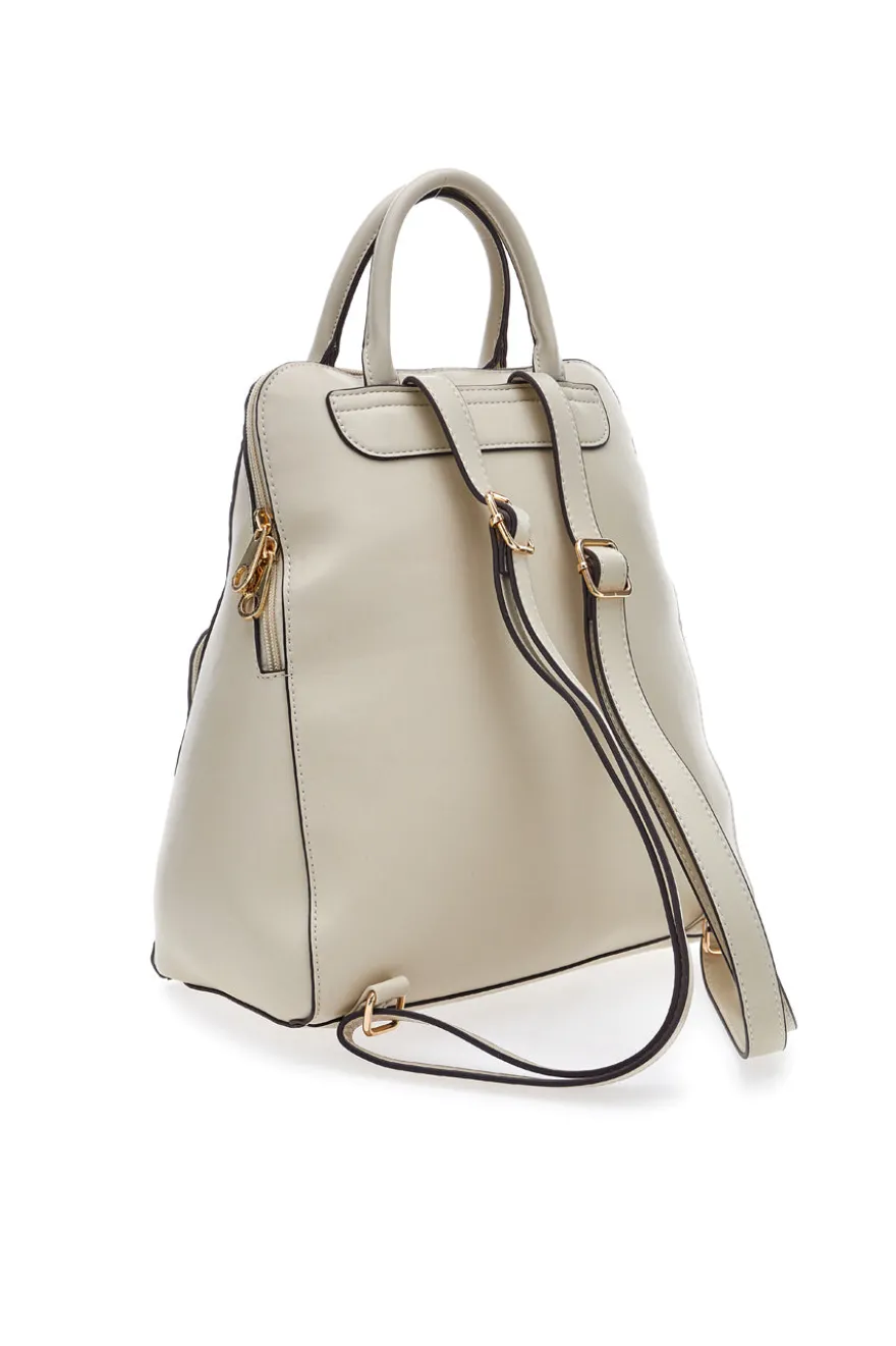 Zaino beige con stampa monogram e doppio manico Cotton Belt K19012B011