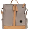 Zaino beige e cuoio con zip frontali e spallacci regolabili Prima riga WIS BAGPITT001-A