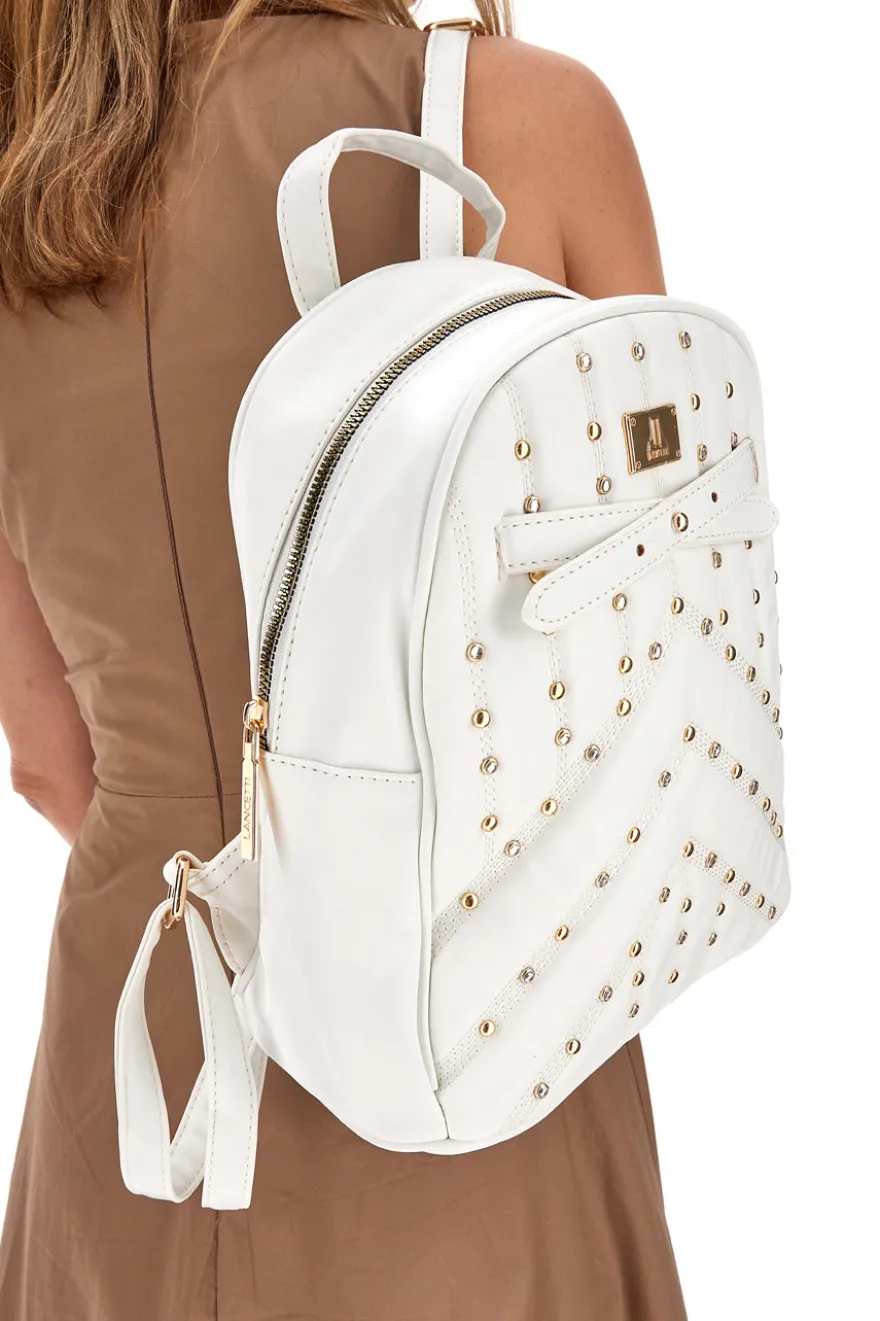 Zaino Bianco Con Borchie Oro Lancetti Clash 260-3