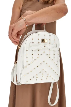 Zaino Bianco Con Borchie Oro Lancetti Clash 260-3