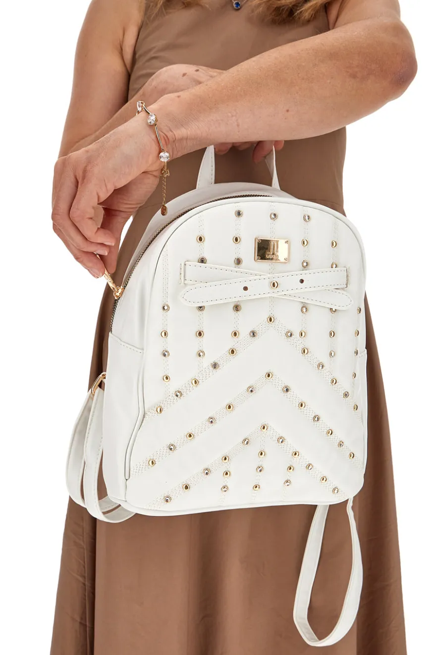 Zaino Bianco Con Borchie Oro Lancetti Clash 260-3