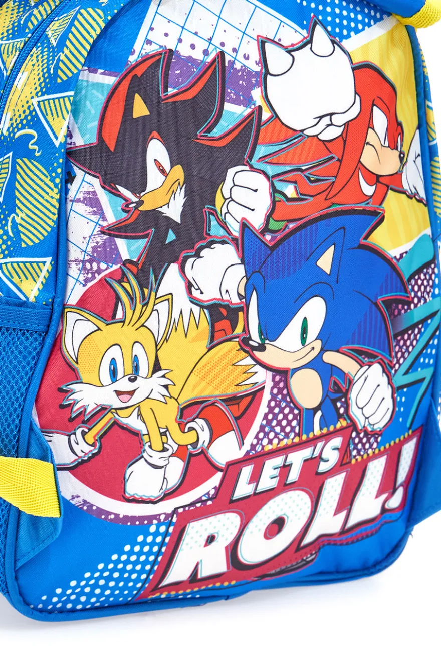 Zaino blu con stampa in rilievo Sonic
