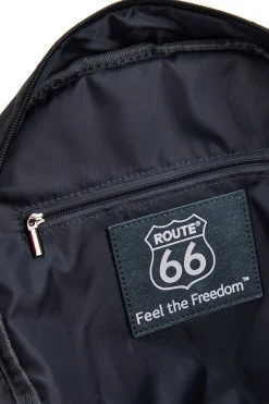 Zaino blu e nero con tasche multiple e cordini frontali Route 66 61992/L/SETRN