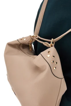 Zaino Borsa Beige Con Cuori Oro Lancetti Duffle 255-1