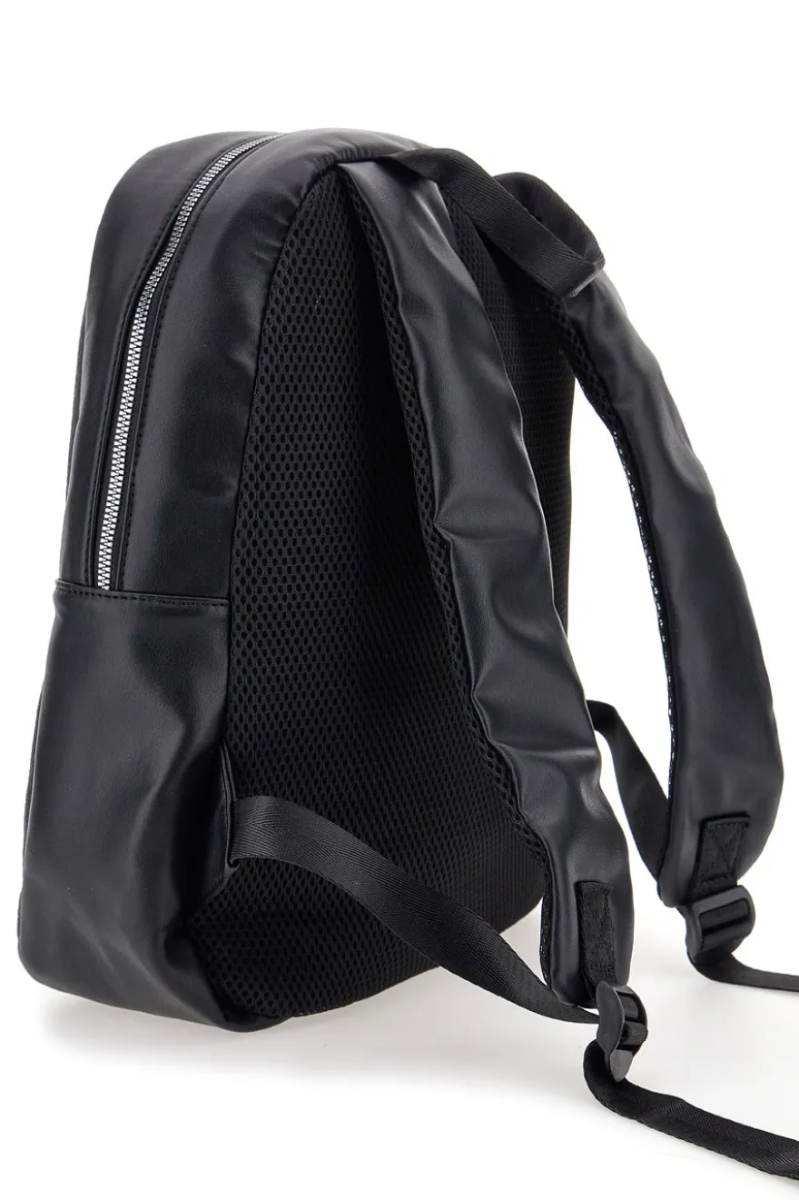 Zaino in pelle nera con tasche interne LANCETTI CARIUS