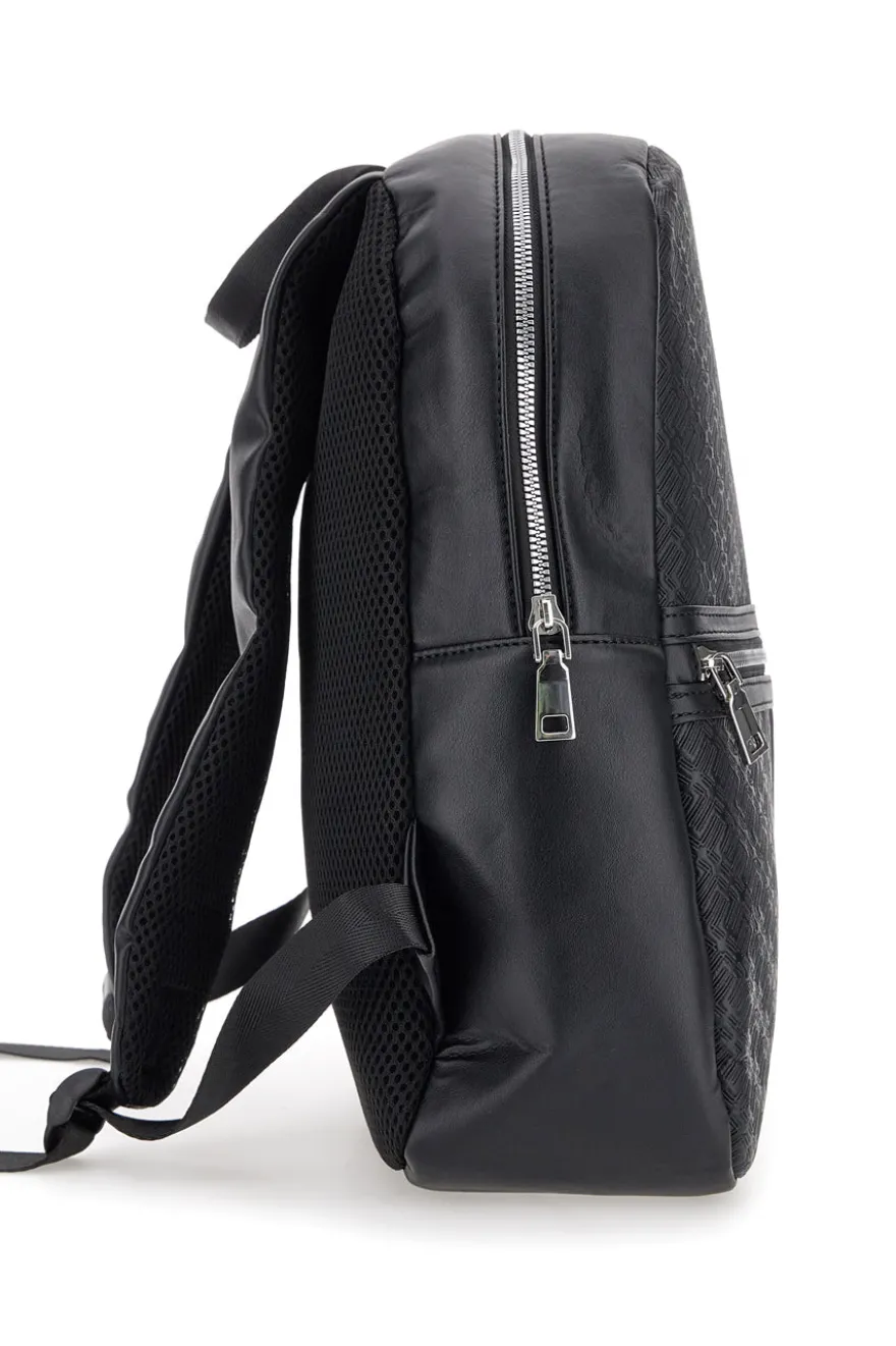 Zaino in pelle nera con tasche interne LANCETTI CARIUS