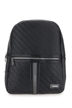 Zaino in pelle nera con tasche interne LANCETTI CARIUS