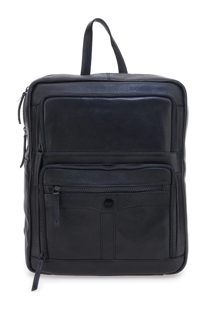 Zaino Nero in Pelle con Tasca Porta Computer GIANMARCO VENTURI CLASS BUSINESS