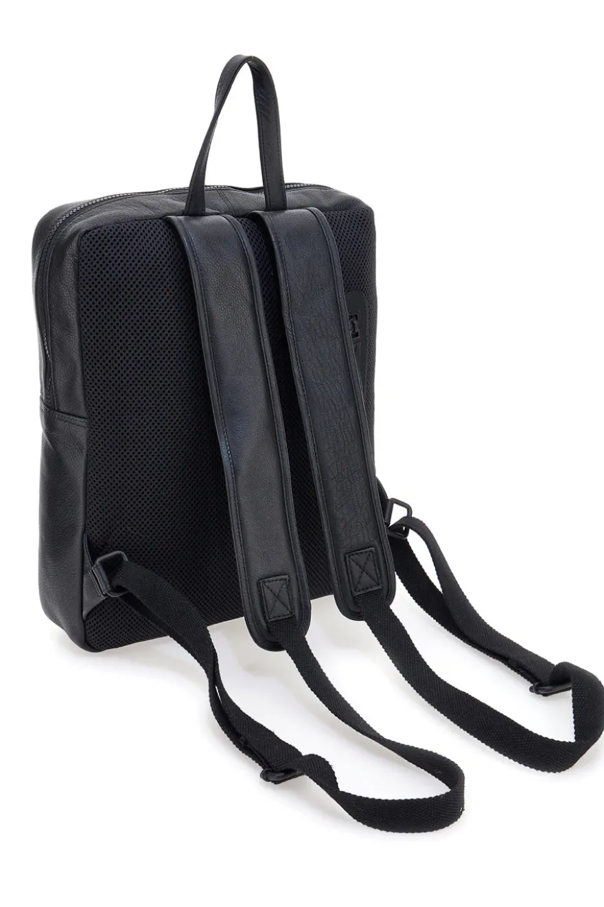 Zaino Nero in Pelle con Tasca Porta Computer GIANMARCO VENTURI CLASS BUSINESS