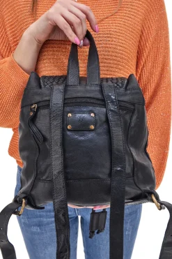 Zaino Nero in Vera Pelle con Trama Intrecciata ROUTE 66 61793/OLDR