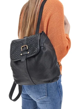Zaino Nero in Vera Pelle con Trama Intrecciata ROUTE 66 61793/OLDR