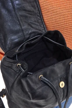 Zaino Nero in Vera Pelle con Trama Intrecciata ROUTE 66 61793/OLDR