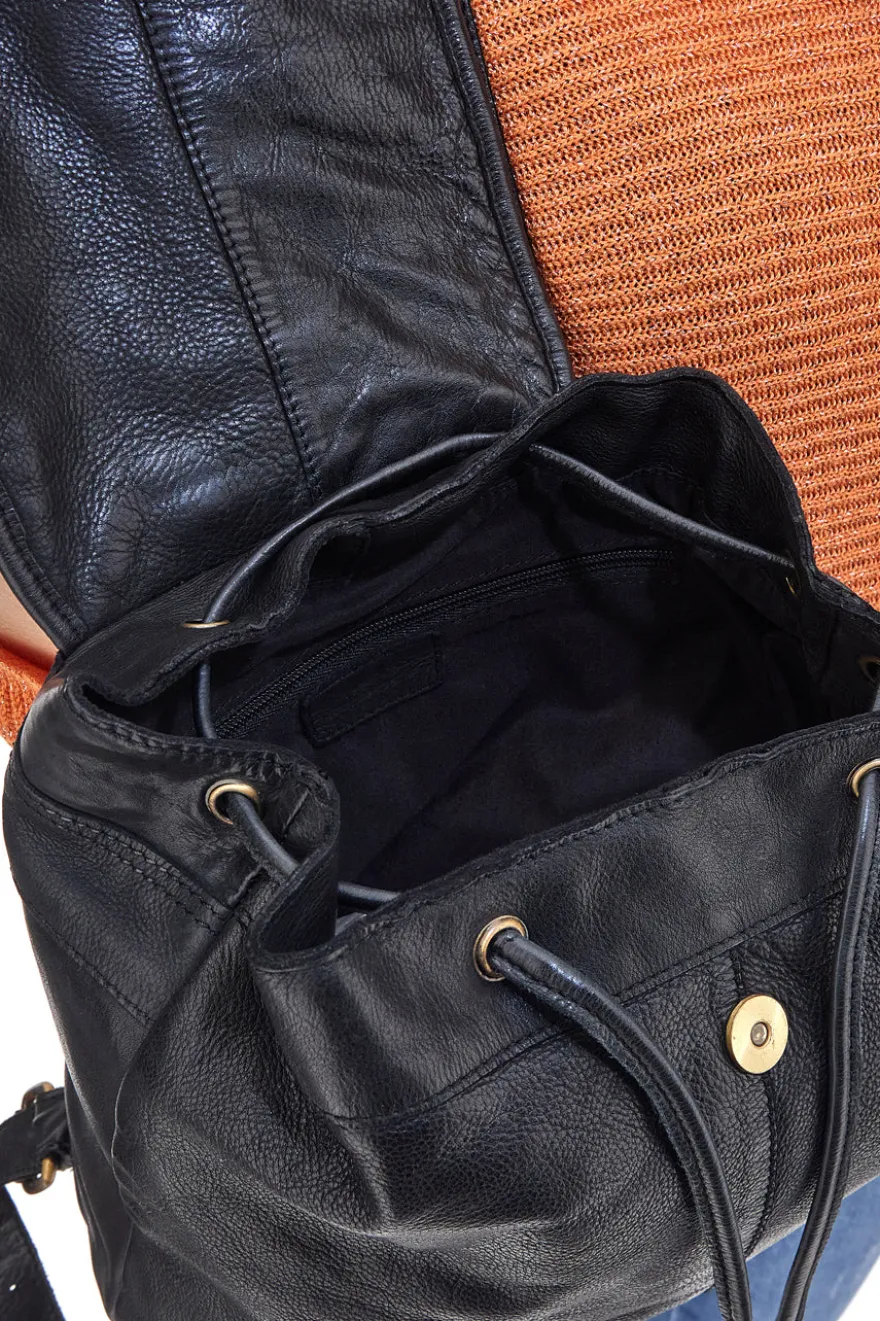 Zaino Nero in Vera Pelle con Trama Intrecciata ROUTE 66 61793/OLDR