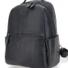 Zaino nero in vera pelle con tasche laterali Basile BA3545DX