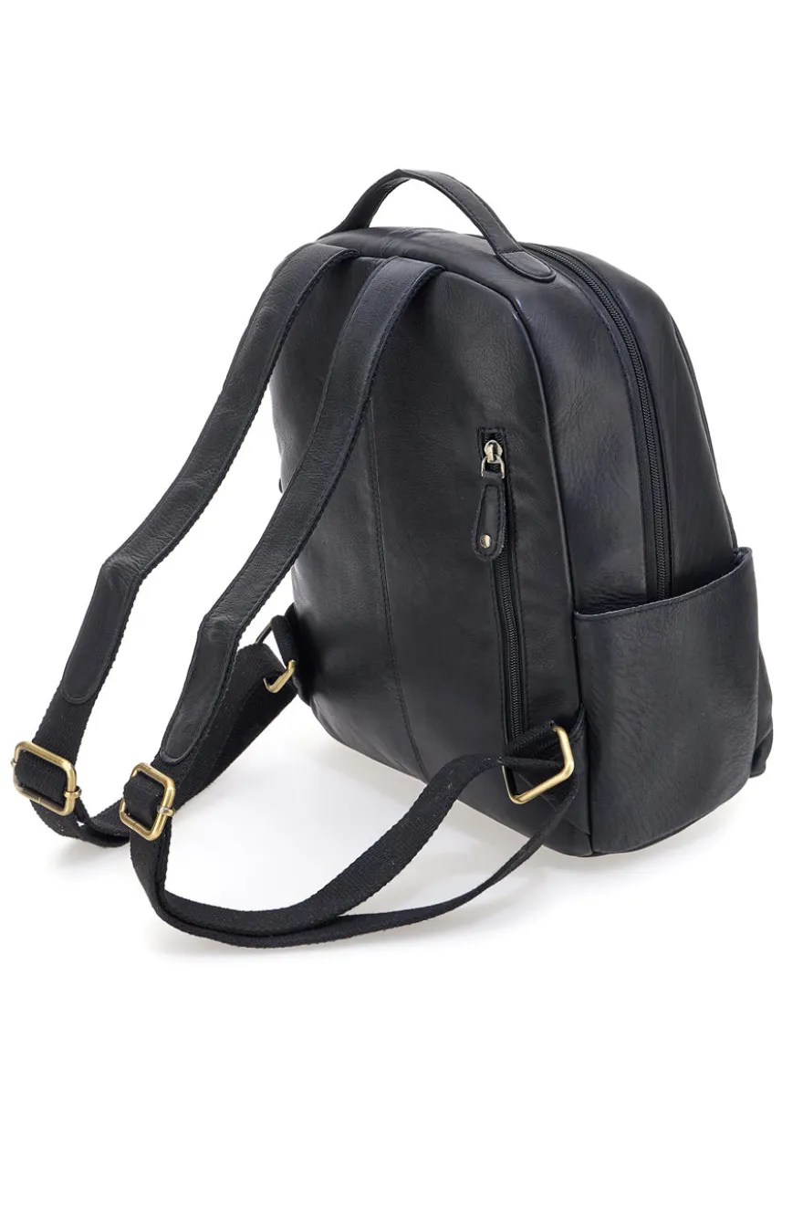 Zaino nero in vera pelle con tasche laterali Basile BA3545DX