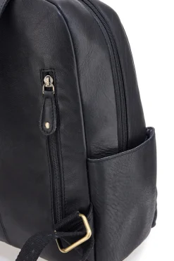 Zaino nero in vera pelle con tasche laterali Basile BA3545DX