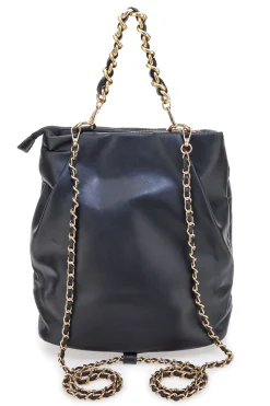 Zaino nero trapuntato con catena Laura Biagiotti LB25W-261-3