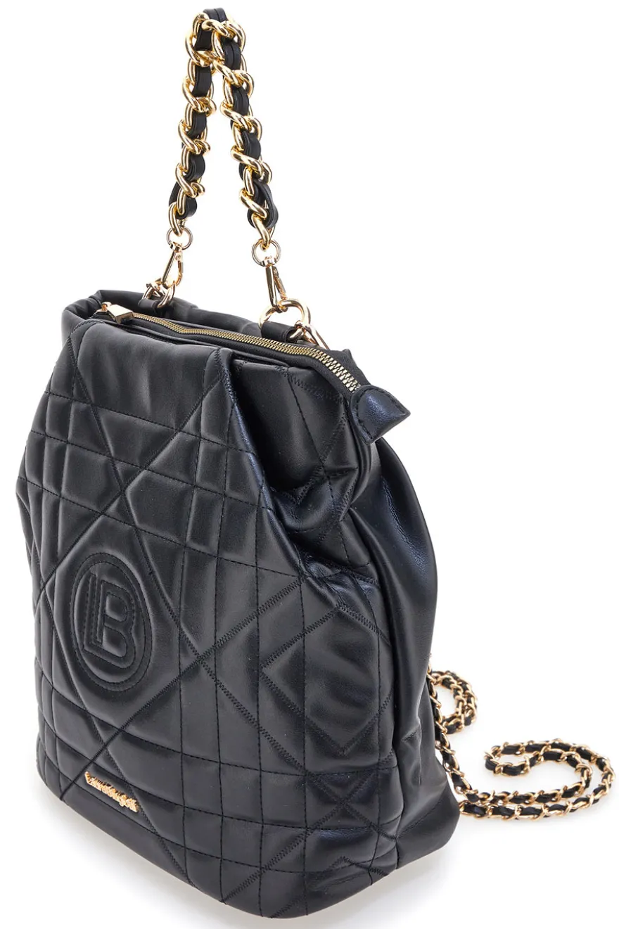Zaino nero trapuntato con catena Laura Biagiotti LB25W-261-3