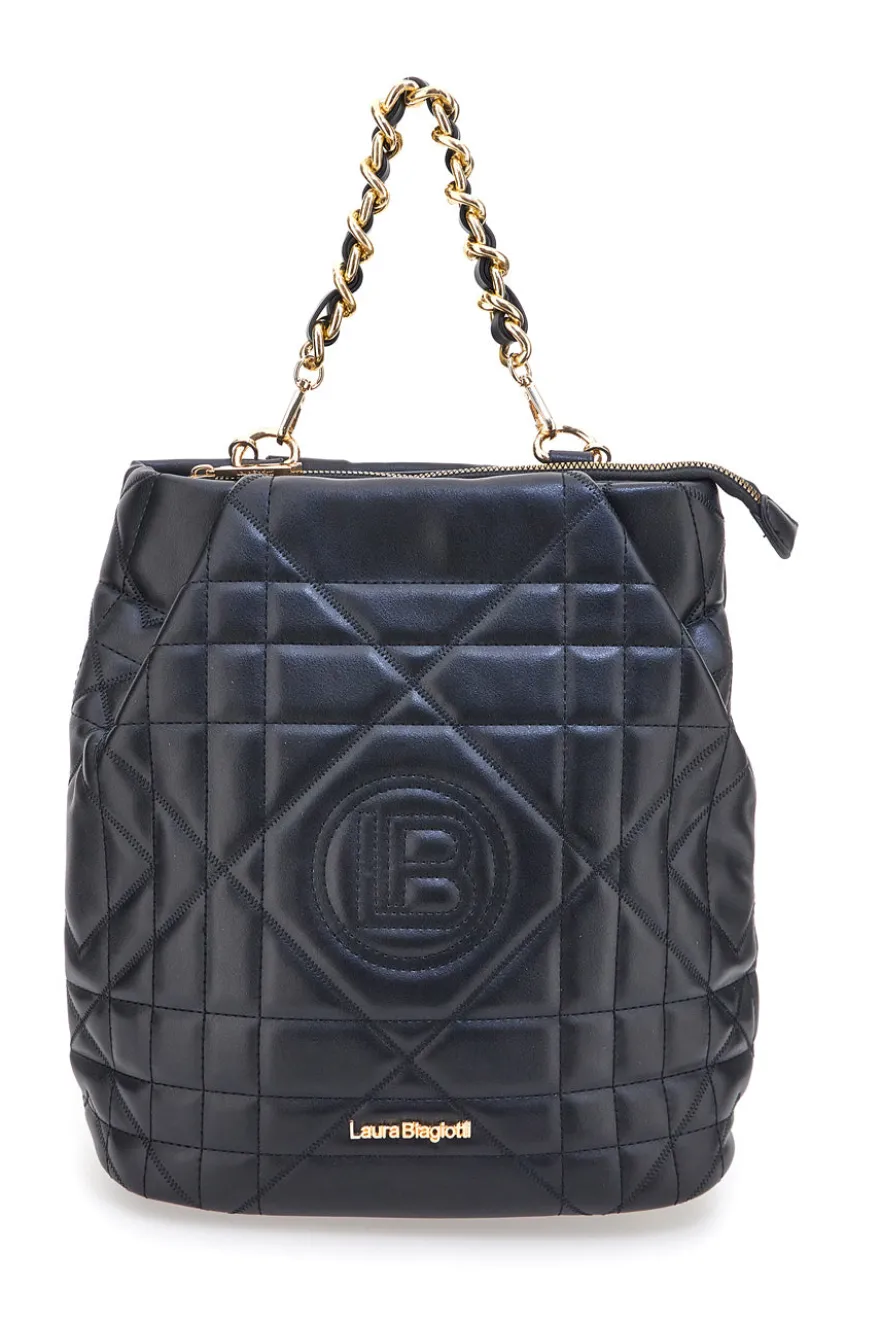 Zaino nero trapuntato con catena Laura Biagiotti LB25W-261-3