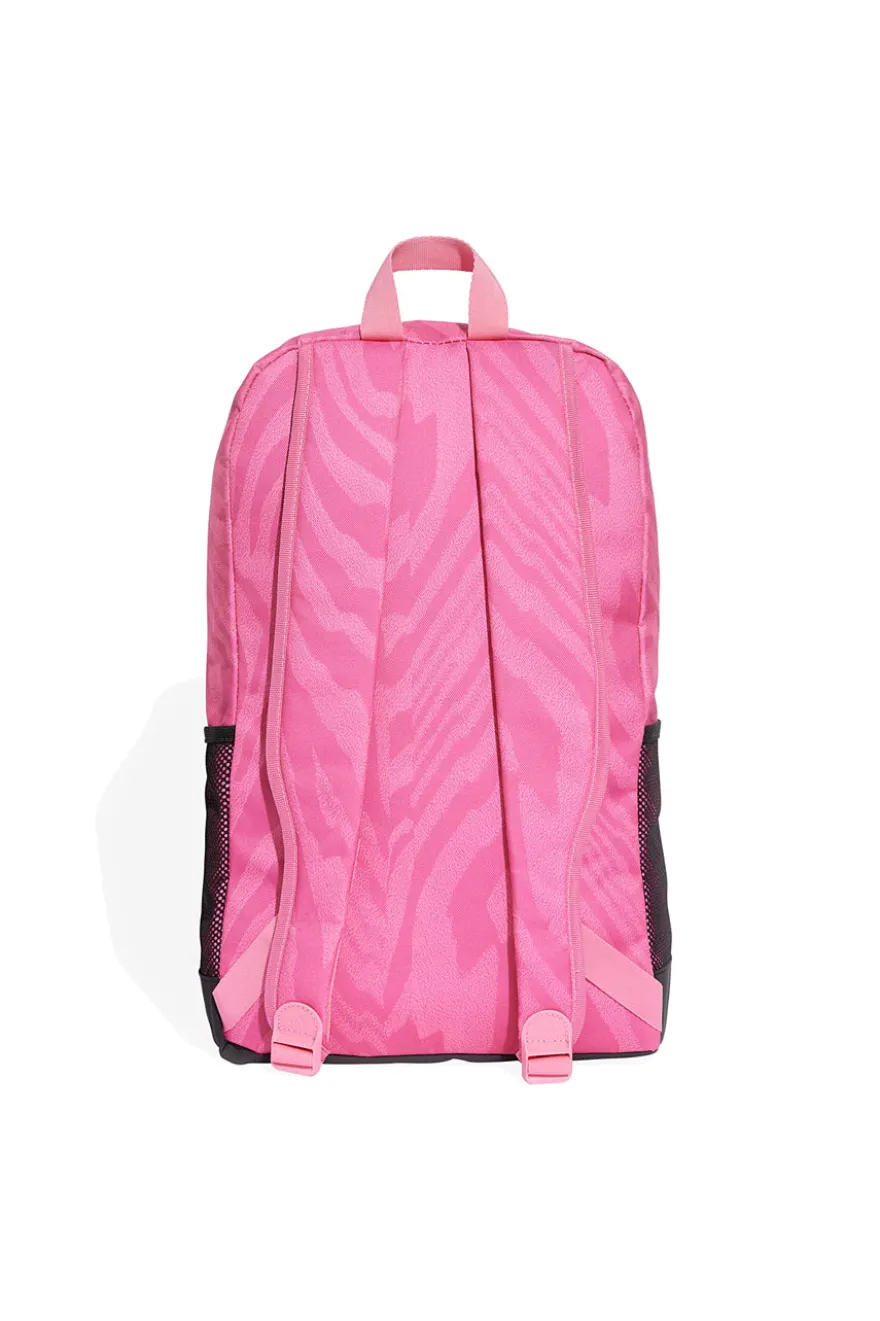 Zaino rosa con stampa animalier e logo verticale Adidas LIN G BPK W