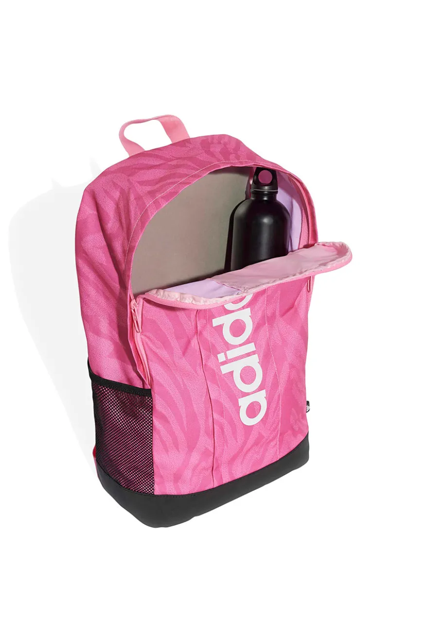 Zaino rosa con stampa animalier e logo verticale Adidas LIN G BPK W