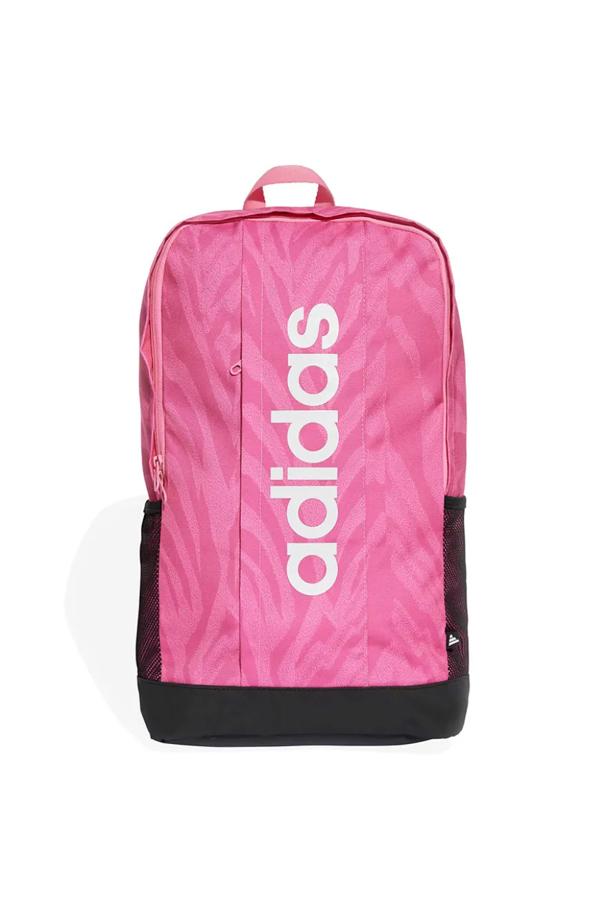 Zaino rosa con stampa animalier e logo verticale Adidas LIN G BPK W