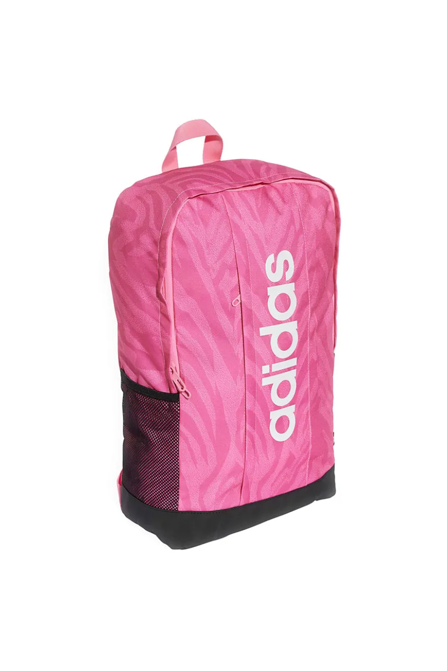 Zaino rosa con stampa animalier e logo verticale Adidas LIN G BPK W