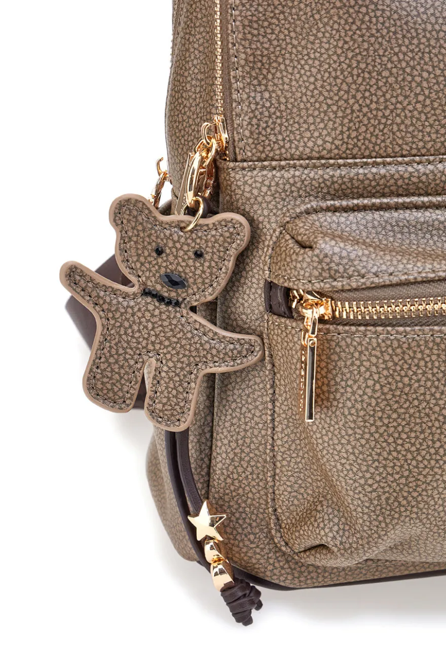 Zaino taupe con charm orsetto e spallacci regolabili Naj-Oleari 61801/BOBA13