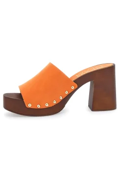 Zoccoli Arancione Con Tacco 9 cm Pittarello 8508