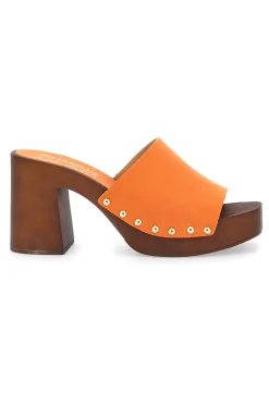 Zoccoli Arancione Con Tacco 9 cm Pittarello 8508