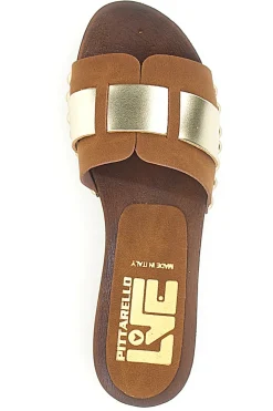 Zoccoli bassi marroni con fascia oro Pittarello Love Atene 8657