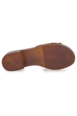 Zoccoli bassi marroni con fascia oro Pittarello Love Atene 8657