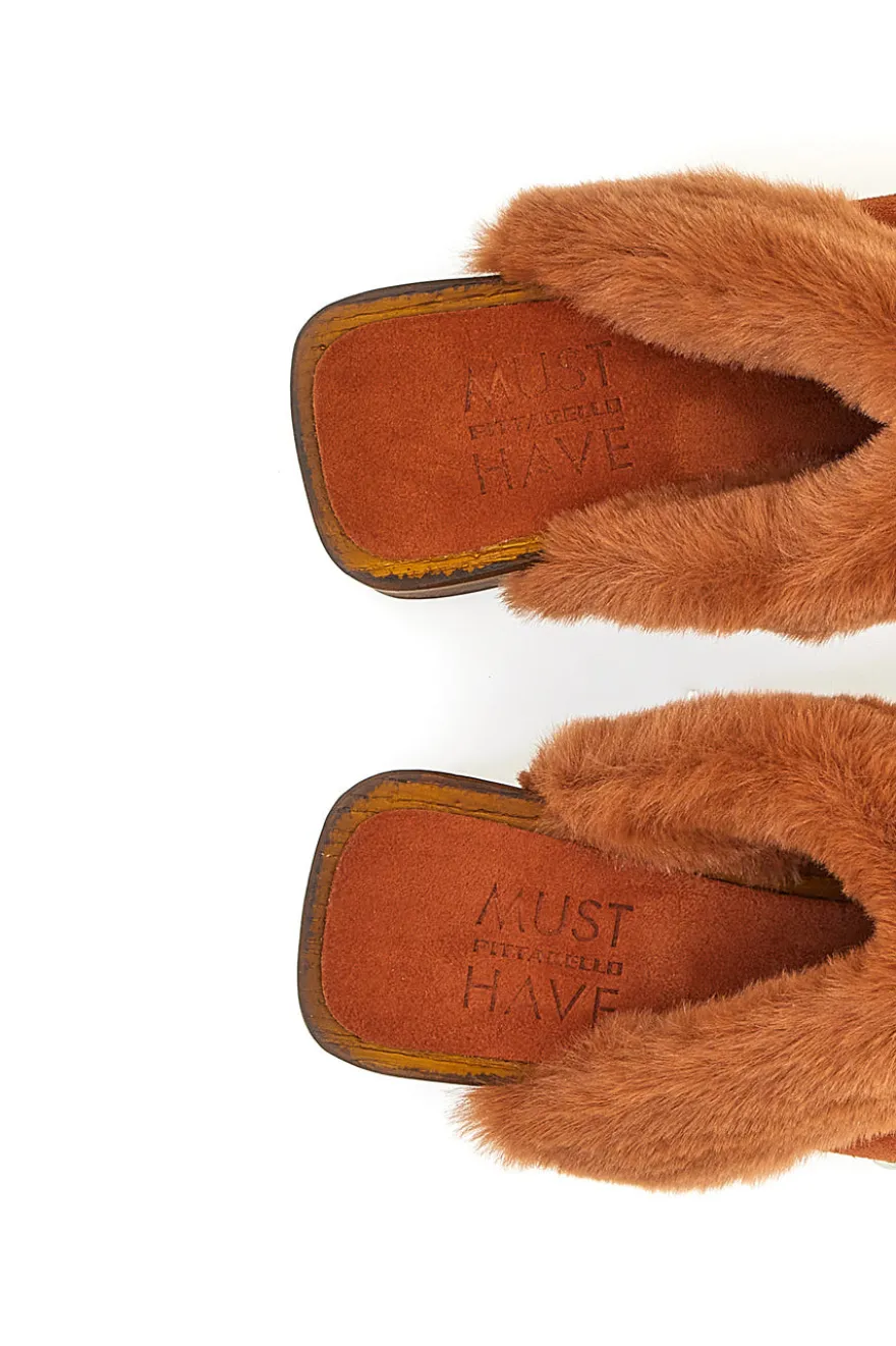 Zoccoli Clogs in EcoFur Pittarello Must Have 15301 Cognac
